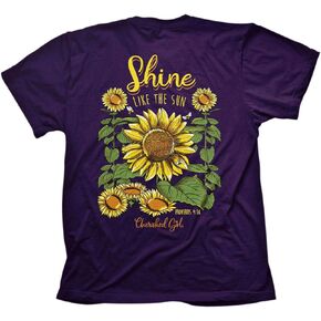 Kerusso Shine Like The Sun Sunflower Purple Cotton Crew Neck T-Shirt, Small