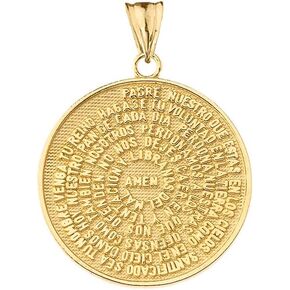 Religious Jewelry by FDJ Elegant 10k Yellow Gold Padre Nuestro/The Lord's Prayer Medallion Pendant