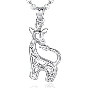 سيليستيا قلادة من الفضة الاسترليني عيار 925 على شكل فيلة ذاكرة وزرافة ملاك، مجوهرات حيوانات هدايا للنساء in Kuwait