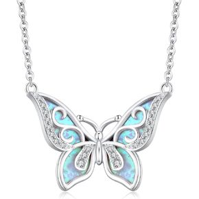 Freesloth Butterfly Necklace for Women 925 Sterling Silver Opal Butterfly Pendant Jewelry Butterfly Gifts for Mother Girls… in Kuwait