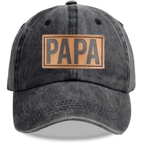 Papa Leather Patch Hat, Dad Hats for Men, Adjustable Daddy Wash Cotton Birthday Baseball Cap in Kuwait