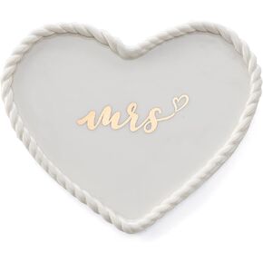 HOME SMILE Mrs. صينية طبق خاتم المجوهرات مع حواف محبوكة يدويًا، هدايا زفاف للخطوبة وحفلات الزفاف لصديق مخطوب حديثًا، ابنة، أخت، عروسين حديثًا، BFF in Kuwait