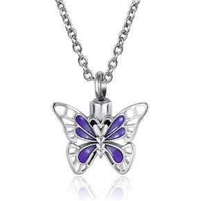Butterfly Urn Necklace for Ashes Animal Cremation Keepsake Pendant Ashes Holder Memorial for Women Men Mom Grandma