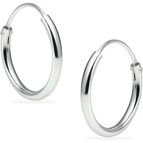 Sterling Silver Endless Hoops 1.2mm x 12mm Thin Round Unisex Earrings Set for Women & Girls Choose Your Color in Kuwait