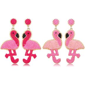 2 أزواج أقراط فلامنغو للنساء أكريليك بوهو أقراط الطيور الاستوائية لطيف الوردي فلامنغو الحيوان تتدلى الأقراط خفيفة الوزن الراتنج انخفاض الأقراط هاواي الصيف الشاطئ عطلة المجوهرات in Kuwait