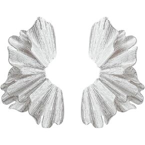 GILIEYER Gold Sculptural Flower Earrings, Exaggerated Floral Earrings Geometric Earrings Large Metal Flower Drop Earrings Punk Stylish Dangle Statement Earrings for Women