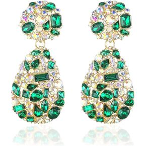Rhinestone Teardrop Statement Earrings, Luxury Diamond Jewelry Statement Drop Dangle Earrings, Costume Chandelier Drop Earrings for Women Girls Wedding