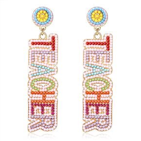 Teacher Earrings Beaded Rhinestone Maestra Teacher Dangle Earrings Back to School Gifts for Teacher Appreciation