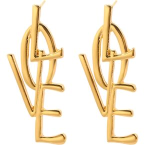 Love Letter Earrings for Women Girls Fashion Dainty Punk Large Long Love Heart Shape Dangle Stud Earrings Statement Trendy Earrings Jewelry Gift