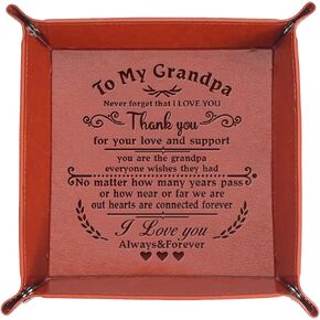 to My Grandpa Gift Leather Tray Engraved Personalized Leather Valet Tray Birthday Christmas Thanksgiving Day (to My Grandpa Tray)
