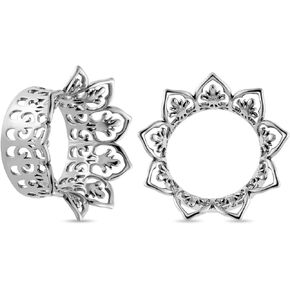 YOFANST 2pcs Stainless Steel Hollow Floral Ear Tunnels Double Flared Breathing Ear Gauges 0g-5/8 inch