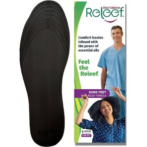 Releef Direct Solutions Sore Feet Insoles - Foot Pain Relief, Natural Ingredients | Trim-to-Fit Shoe Inserts | Comfort for All-Day Relief, Men & Women's Support | Upgrade Your Footwear Experience!
