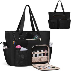 Fasrom XXL Teacher Bag for Work Women with 15.6 inches Laptop Compartment, Extra Large Teacher Utility Tote Bags to Hold Teacher Supplies and More, Black (Patent Design)
