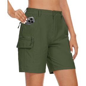 MAGCOMSEN Women's 7" Golf Shorts 6 Pockets Quick Dry Hiking Cargo Shorts Lightweight Water Resistant Summer Outdoor Shorts