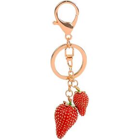 Red Strawberry Keychain, Cute Fruit Keychains for Bag Purse Wallet Cellphone or Car Pendant