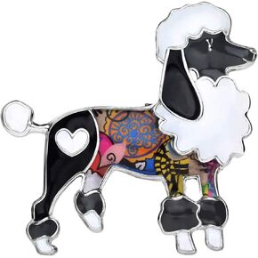DOWAY Enamel Floral Poodle Brooch Dog Pins for Backpacks Badges Clothing Bags Women Jewelry Gift