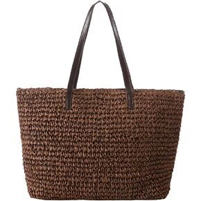Women Straw Summer Beach Shoulder Bag Handbag Tote With PU Leather Straps Woven bag