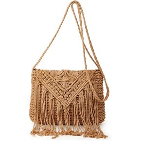Crossbody Bag Purse Women Cute Hobo Bag Satchel Bag Summer Beach Bag Knit Bag Shoulder Bag Tassels Crochet Tote Handbags