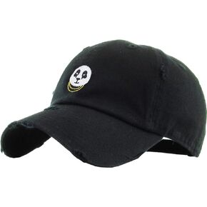 KBSV-056 BLK Panda Dad Hat Baseball Cap Polo Style Unconstructed Adjustable Vintage