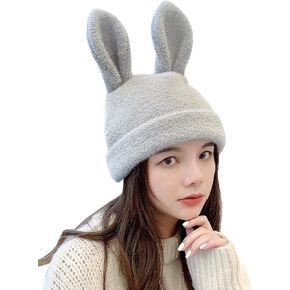 Nanwansu Warm Knit Hat Crochet Ski Bunny Fleece Beanie Hats for Women Slouchy Long Baggy Slouch Skull Cap for Winter