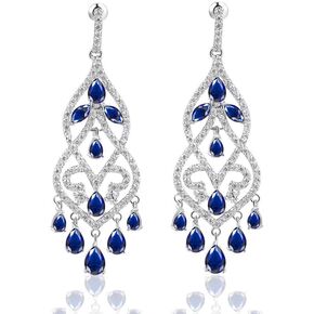 14K Gold Crystal Tassel Chandelier Earrings for Women,Vintage Style Moissanite Drop Dangle Statement Earrings,Fashion Jewelry Gift for Mom,Girlfriend,Wife