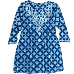 Mili Pure Cotton Printed and Hand Embroidered Tunic Top Kurti
