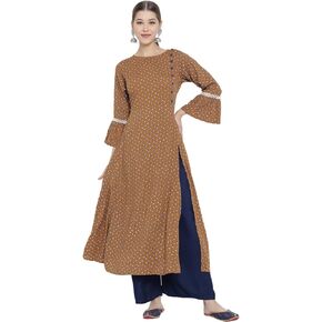 Yash Gallery Women's Rayon Floral Print A-Line Kurta