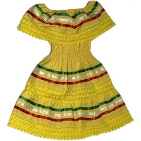 YZXDORWJ Mexican Dress for Women Embroidered Traditional Boho Theme Fiesta Floral Lace Off-Shoulder Ruffle Party Dress