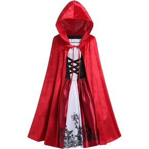 ODOLDI Little Red Riding Hood Costume for Girls Halloween Christmas Dress Up 2-10T