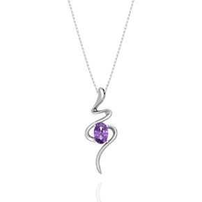 Verozi 925 Sterling Silver Swirl Necklace for Women, Natural Gemstone or Created Pendant Necklace, Pure Gold or Rhodium Plated, Oval Cut 4X6MM Gemstone, 18''+2''