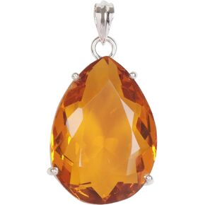 GEMHUB 97.5 Carat Stunning Yellow Citrine Pear Cut Gemstone Pendant Without Chain, Handmade 925 Sterling Silver