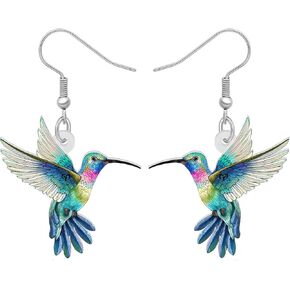 BONSNY Acrylic Dangling Novelty Fun Blue Cute hummingbird Earrings Hypoallergenic Designer Jewelry Gifts For Women Girls Kids