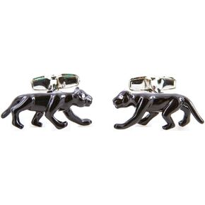 MRCUFF Big Cat Black Panther Jaguar Pair Cufflinks in a Presentation Gift Box & Polishing Cloth