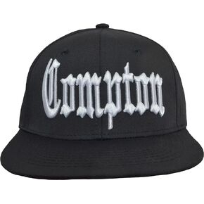 Compton Snap Back Black Hat White Embordered, Cotton