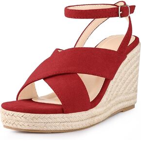 Perphy Platform Slingback Cross Straps Espadrilles Wedge Sandals for Women