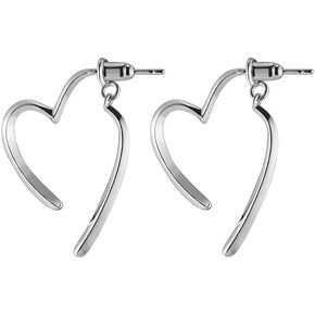 Fashion Heart Dangle Hoop Earrings for Women Girls 925 Sterling Silver Love Heart Drop Ear Jacket Earring Front Back Studs Minimalist 2 in 1 Jewelry Gifts Valentine's Day