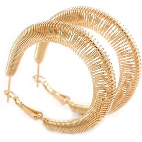 40mm Coil Spring Hoop Earrings In Gold Tone - Medium
