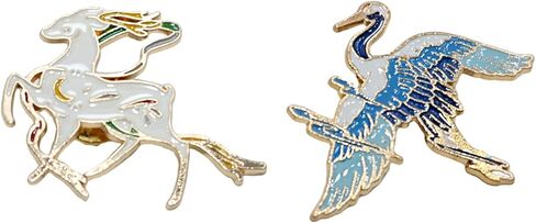 مجموعة دبابيس بروش لطيفة من المينا بتصميم حيوانات مرحة، مجموعة دبابيس عصرية بنمط الغزلان والشنط وحقائب الظهر والجاكيتات والقبعات للنساء والفتيات مطلية بالذهب من قطعتين in Kuwait