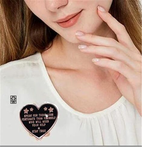 LATINDAY Stay True Brooch Heart Shape Brooch Gift for Girlfriend Fashion Enamel Pin  Speak for Those Less Fortunate that yourself Badge Black Decoration Brooch, Metal, metal in Kuwait