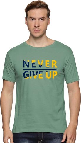 ADRO Men's Naver Give Up Design Printed T-Shirt in Saudi Arabia