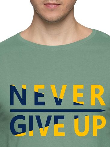 ADRO Men's Naver Give Up Design Printed T-Shirt in Saudi Arabia