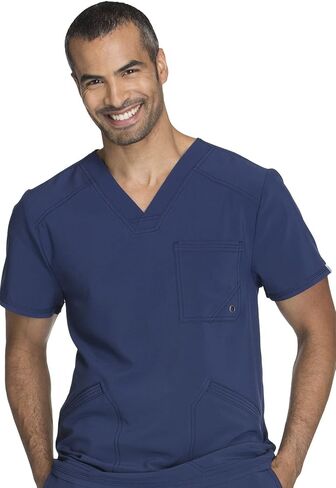 Cherokee Infinity Men Scrubs Set CK900A V-Neck Top & CK200A Fly Front Pant, Navy- S Top/S Pant in Saudi Arabia