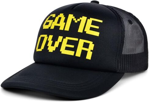 Lids Game Over Pop Culture Foam Trucker Adjustable Snapback Cap Black/Yellow in Saudi Arabia