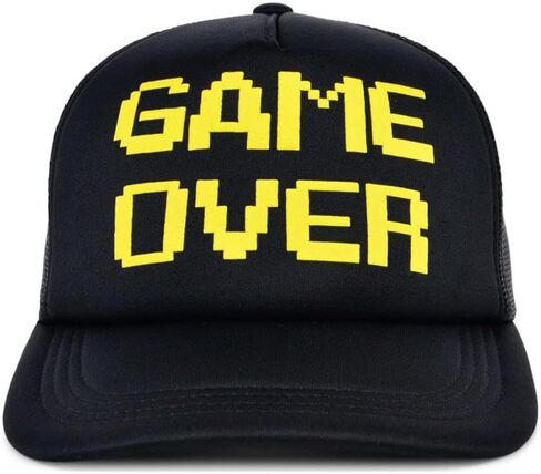 Lids Game Over Pop Culture Foam Trucker Adjustable Snapback Cap Black/Yellow in Saudi Arabia