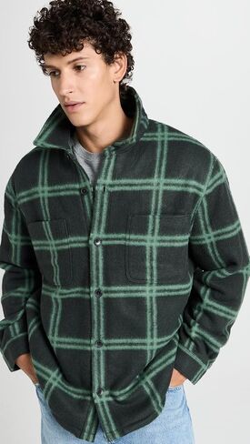 Vince Men's Windowpane Sherpa Shirt JKT in Saudi Arabia