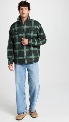 Vince Men's Windowpane Sherpa Shirt JKT in Saudi Arabia