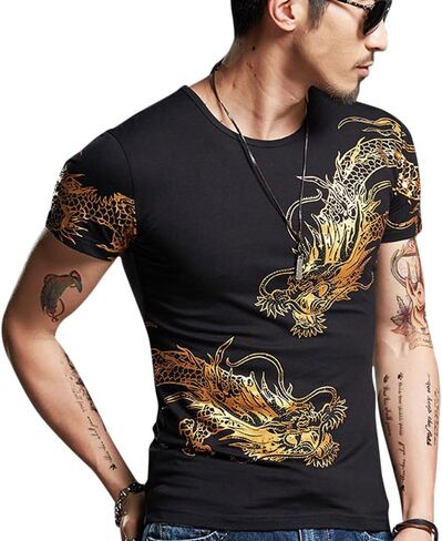 CRBT Mens Form Fitting T Shirt Soft Cool Unique Short Sleeves Top Muscle Cotton Shirts in Kuwait