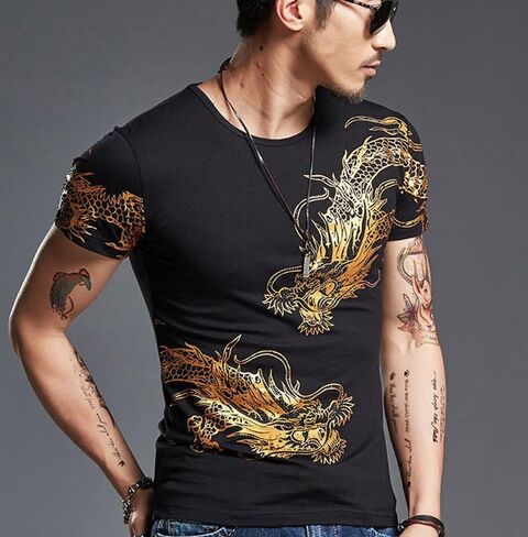 CRBT Mens Form Fitting T Shirt Soft Cool Unique Short Sleeves Top Muscle Cotton Shirts in Kuwait