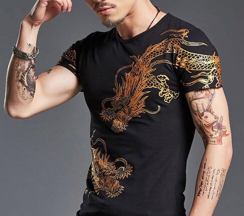 CRBT Mens Form Fitting T Shirt Soft Cool Unique Short Sleeves Top Muscle Cotton Shirts in Kuwait
