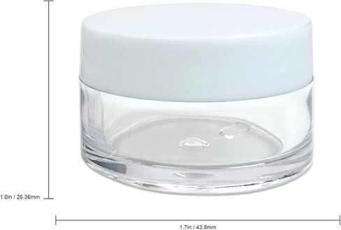 برطمانات شفافة مستديرة 20 جم/20 مل مع أغطية بيضاء للدهان والكريمات ومستحضرات تجانس لون الشفاه وعينات المكياج - خالية من البيسفينول A in Kuwait